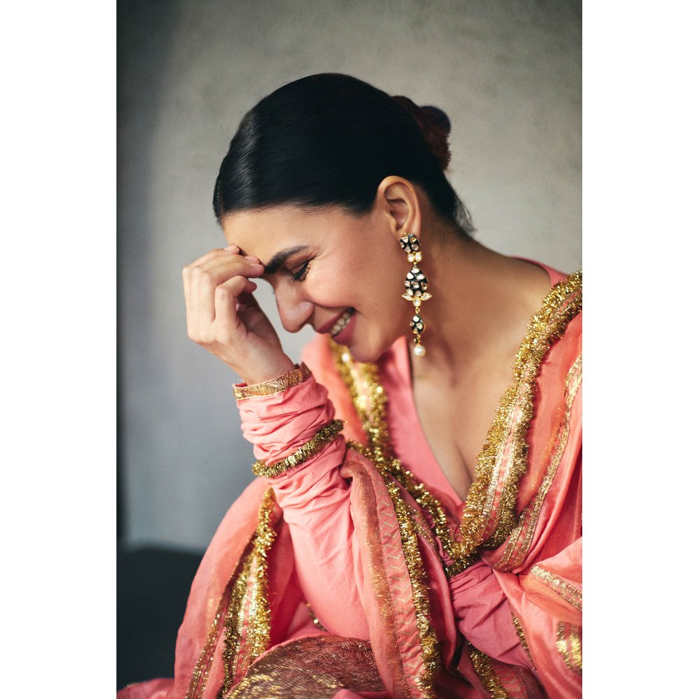 ITRH Peach Shiddat Angrakha with Pant and Dupatta (Set of 3)