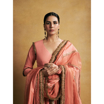 ITRH Peach Shiddat Angrakha with Pant and Dupatta (Set of 3)