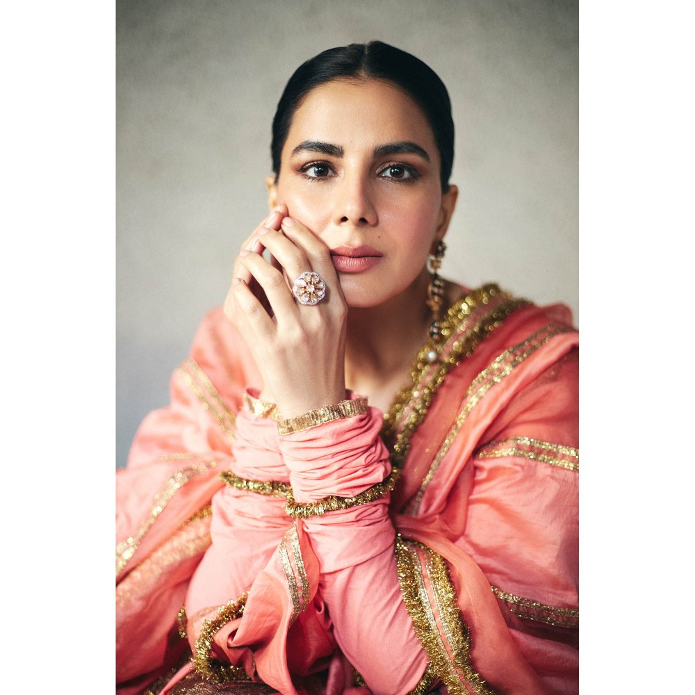 ITRH Peach Shiddat Angrakha with Pant and Dupatta (Set of 3)