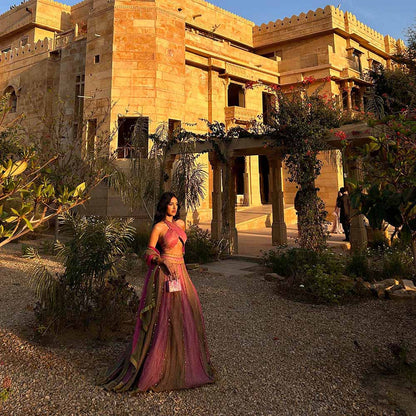 ITRH Pink Basanti Gulabi Lehenga with Blouse and Dupatta (Set of 3)