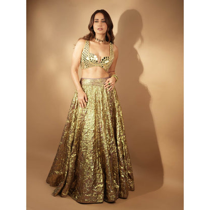 ITRH Gold Sheesh Bengani Lehenga with Blouse (Set of 2)