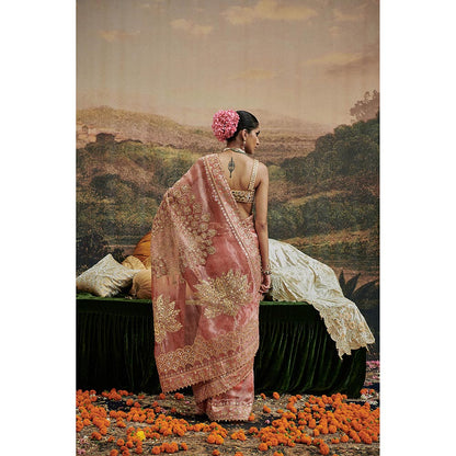 ITRH Peach Mayur Shilpi Saree with Stitched Blouse