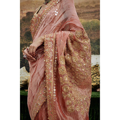 ITRH Peach Mayur Shilpi Saree with Stitched Blouse