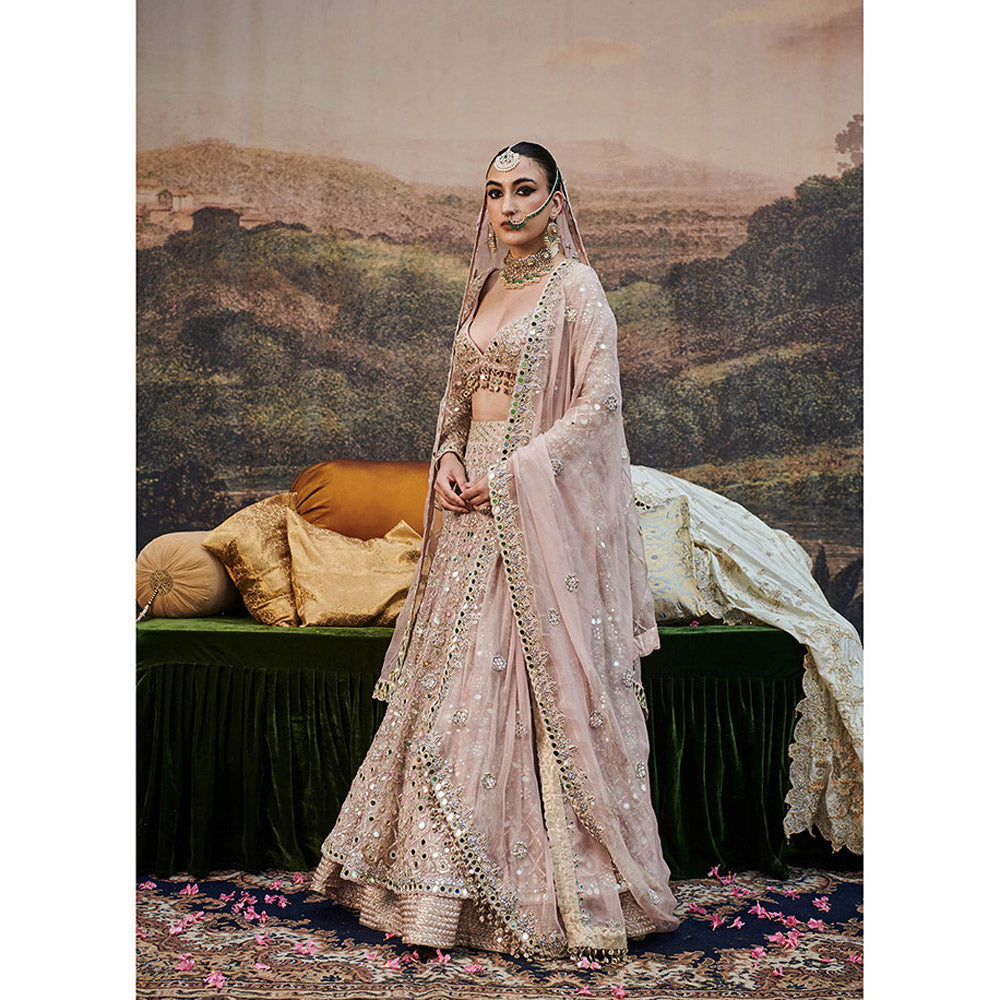 ITRH Rang De Gulaab Lehenga Blouse with Dupatta and Veil (Set of 4)