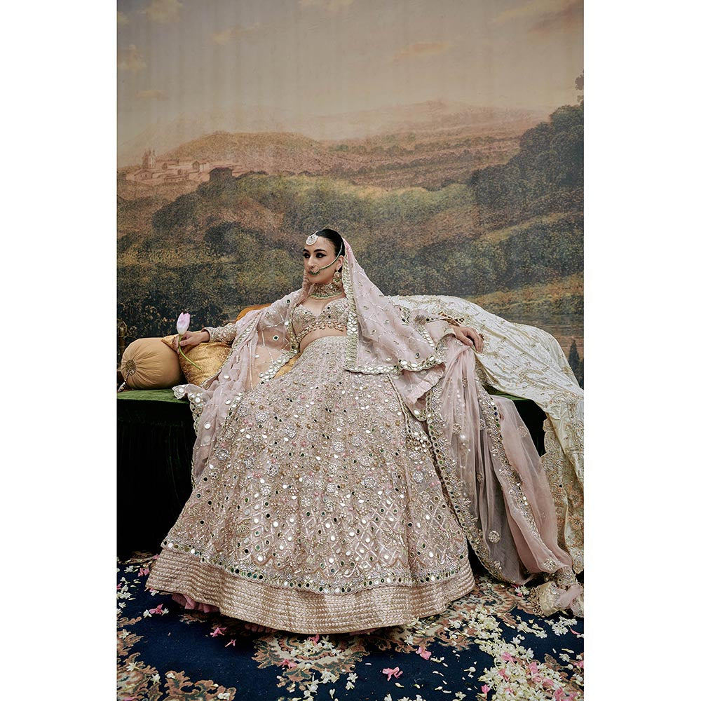 ITRH Rang De Gulaab Lehenga Blouse with Dupatta and Veil (Set of 4)