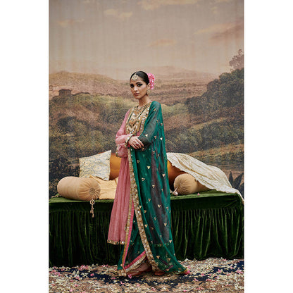 ITRH Padma Tabaan Pink Anarkali Kurta Palazzo with Dupatta and Inner (Set of 4)
