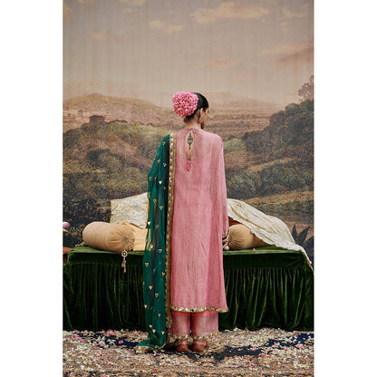 ITRH Padma Tabaan Pink Anarkali Kurta Palazzo with Dupatta and Inner (Set of 4)