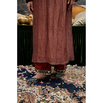 ITRH Rust Ishaq Arzoo Kurta Pant with Dupatta and Inner Slip (Set of 4)