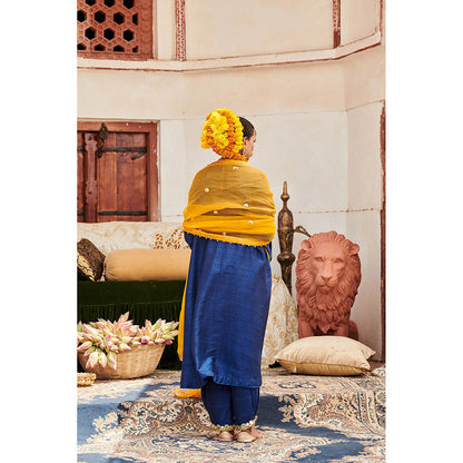 ITRH Navy Blue Shyama Kurta with Pant and Dupatta (Set of 3)