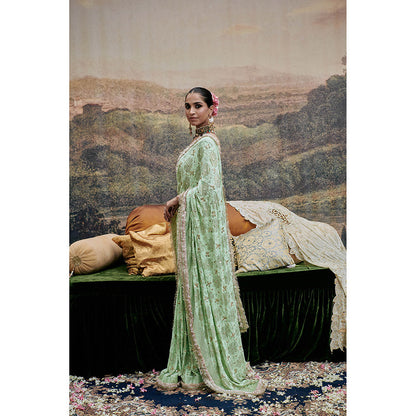 ITRH Green Naayaab Saree with Stitched Blouse