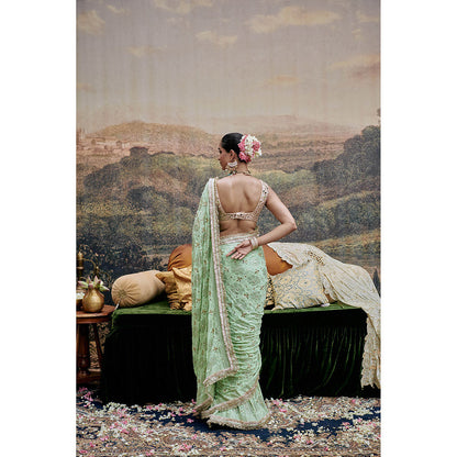 ITRH Green Naayaab Saree with Stitched Blouse