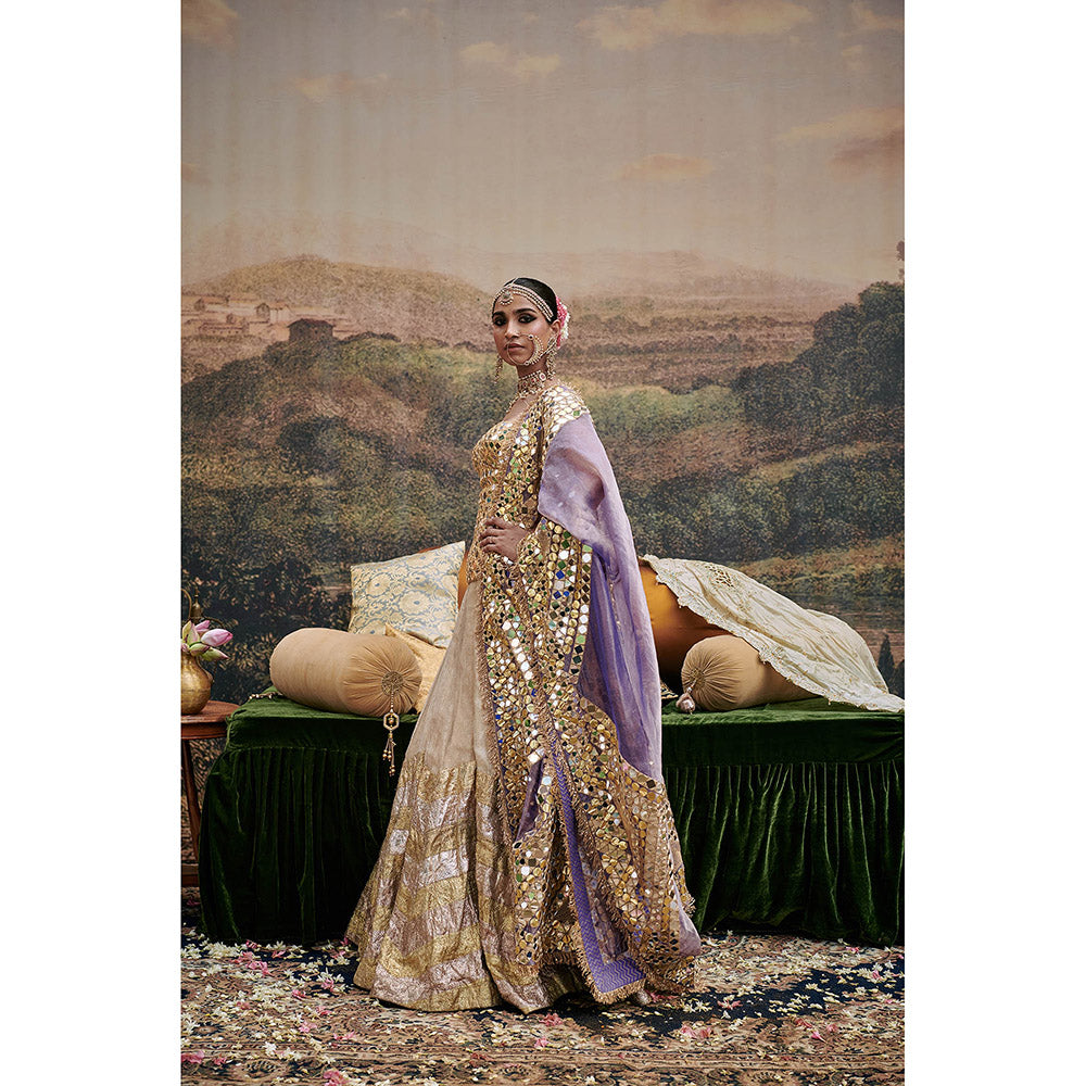 ITRH Ivory Nagma Lehenga with Blouse and Dupatta (Set of 3)