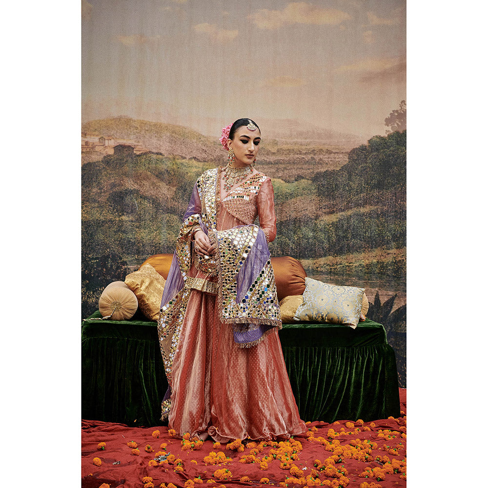 ITRH Peach Arzoo Peplum Sharara with Kurti and Dupatta (Set of 3)