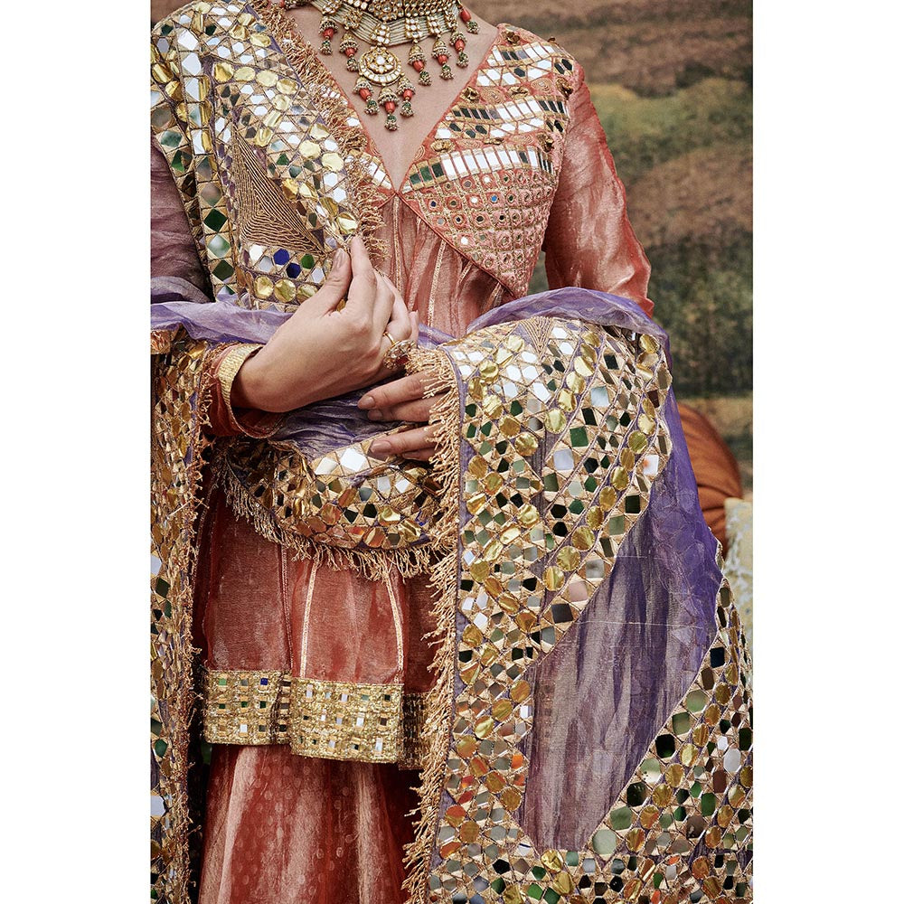 ITRH Peach Arzoo Peplum Sharara with Kurti and Dupatta (Set of 3)