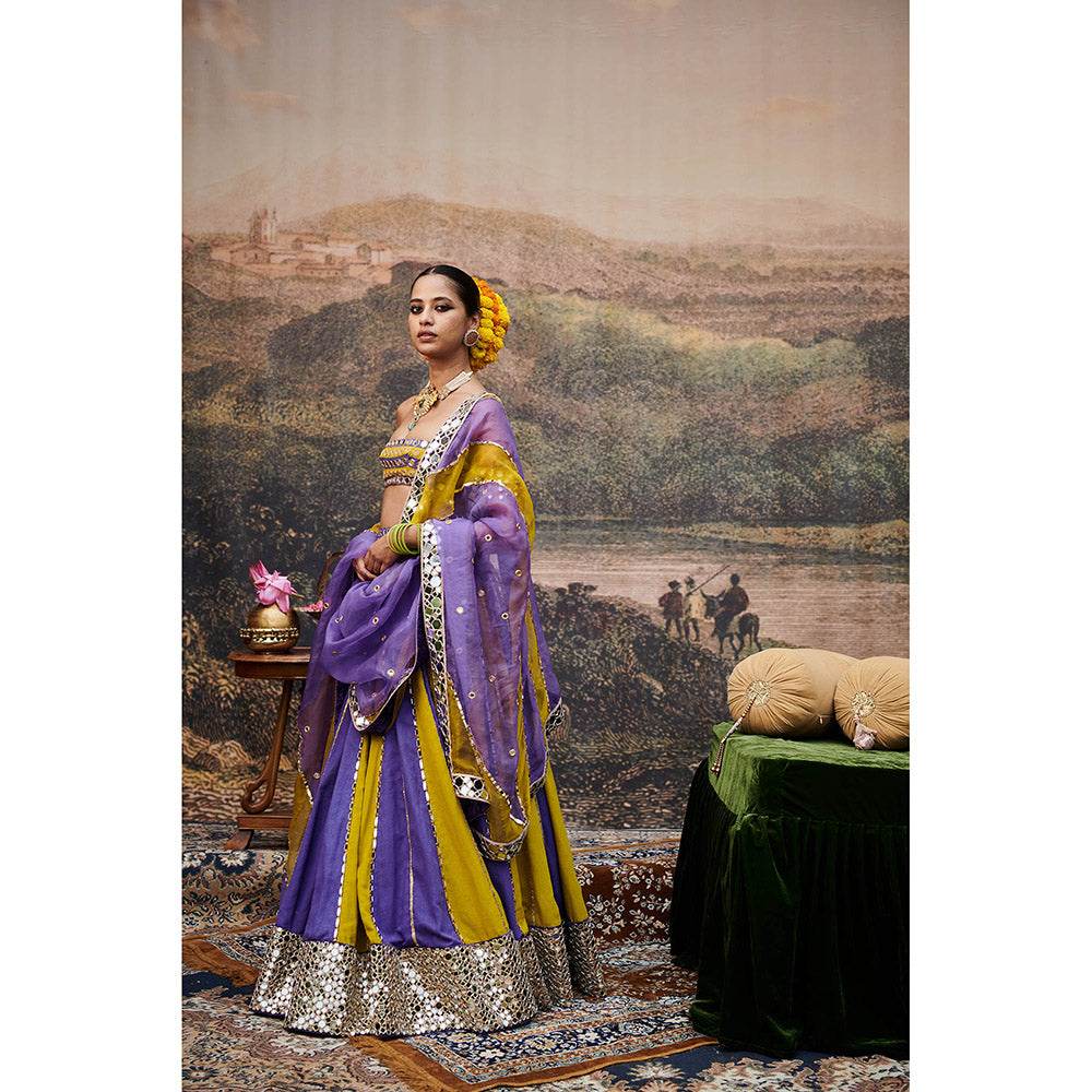 ITRH Purple Hari Varn Lehenga with Blouse and Dupatta (Set of 3)