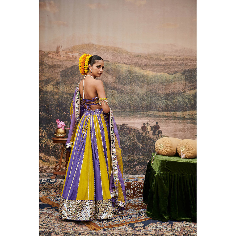 ITRH Purple Hari Varn Lehenga with Blouse and Dupatta (Set of 3)