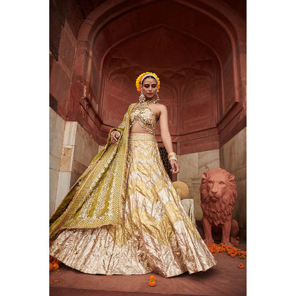 ITRH Chandi Sona Chevron Lampi Lehenga Blouse with Dupatta (Set of 3)