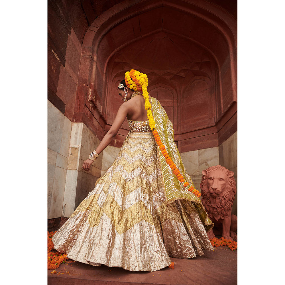 ITRH Chandi Sona Chevron Lampi Lehenga Blouse with Dupatta (Set of 3)