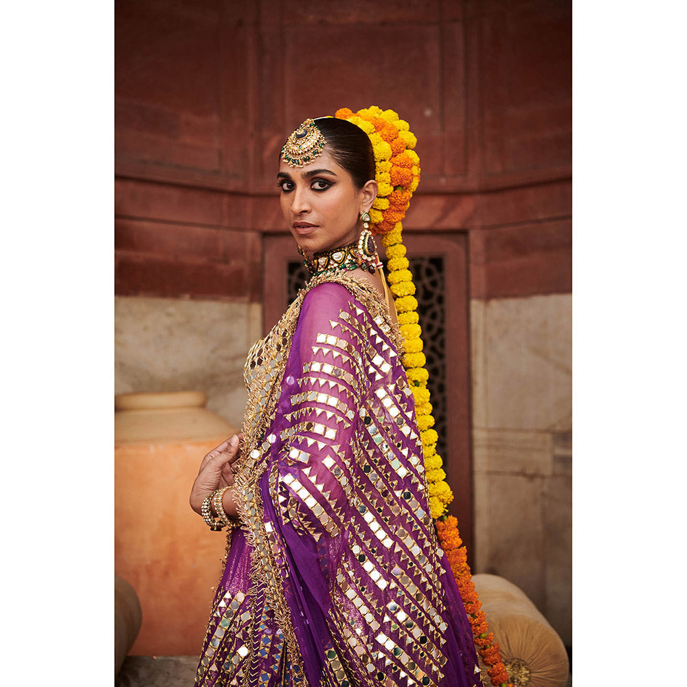 ITRH Chandi Sona Halftone Lehenga with Blouse and Dupatta (Set of 3)