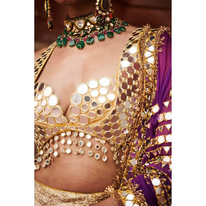 ITRH Chandi Sona Halftone Lehenga with Blouse and Dupatta (Set of 3)