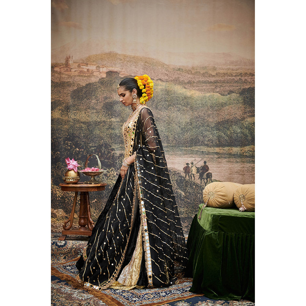 ITRH Black Surmayi Lehenga with Blouse and Dupatta (Set of 3)