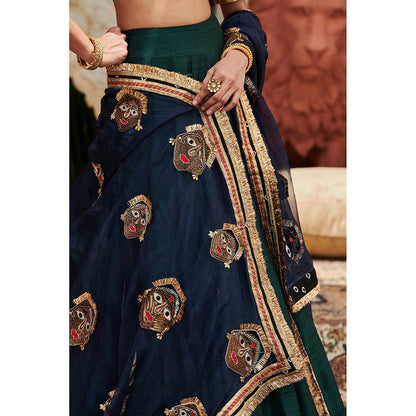 ITRH Green Zamar Lehenga with Blouse and Dupatta (Set of 3)