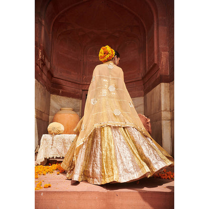 ITRH Chandi Sona Sheesh Lampi Lehenga with Blouse and Cape (Set of 3)