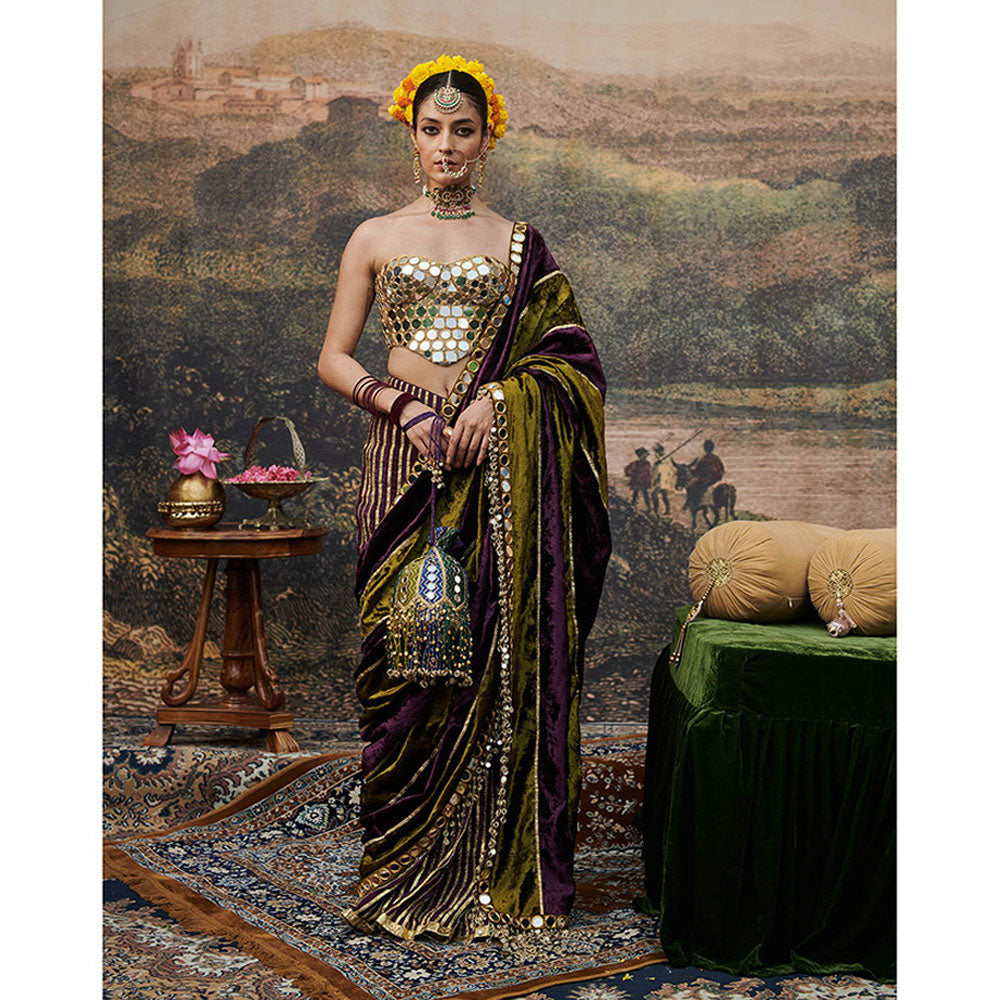 ITRH Multi-Color Jahan-E-Ishq Saree with Stitched Blouse