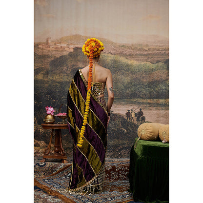 ITRH Multi-Color Jahan-E-Ishq Saree with Stitched Blouse