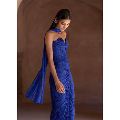 ITRH Blue Qareena Gown with Stole
