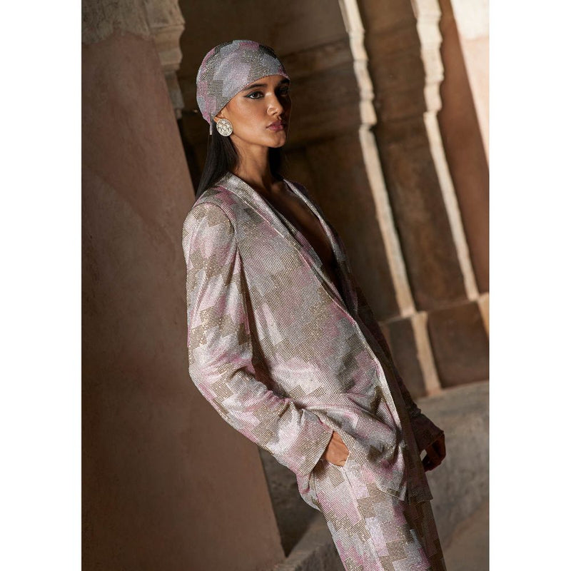 ITRH Multi-Colour Farhana Blazer with Pant and Turban