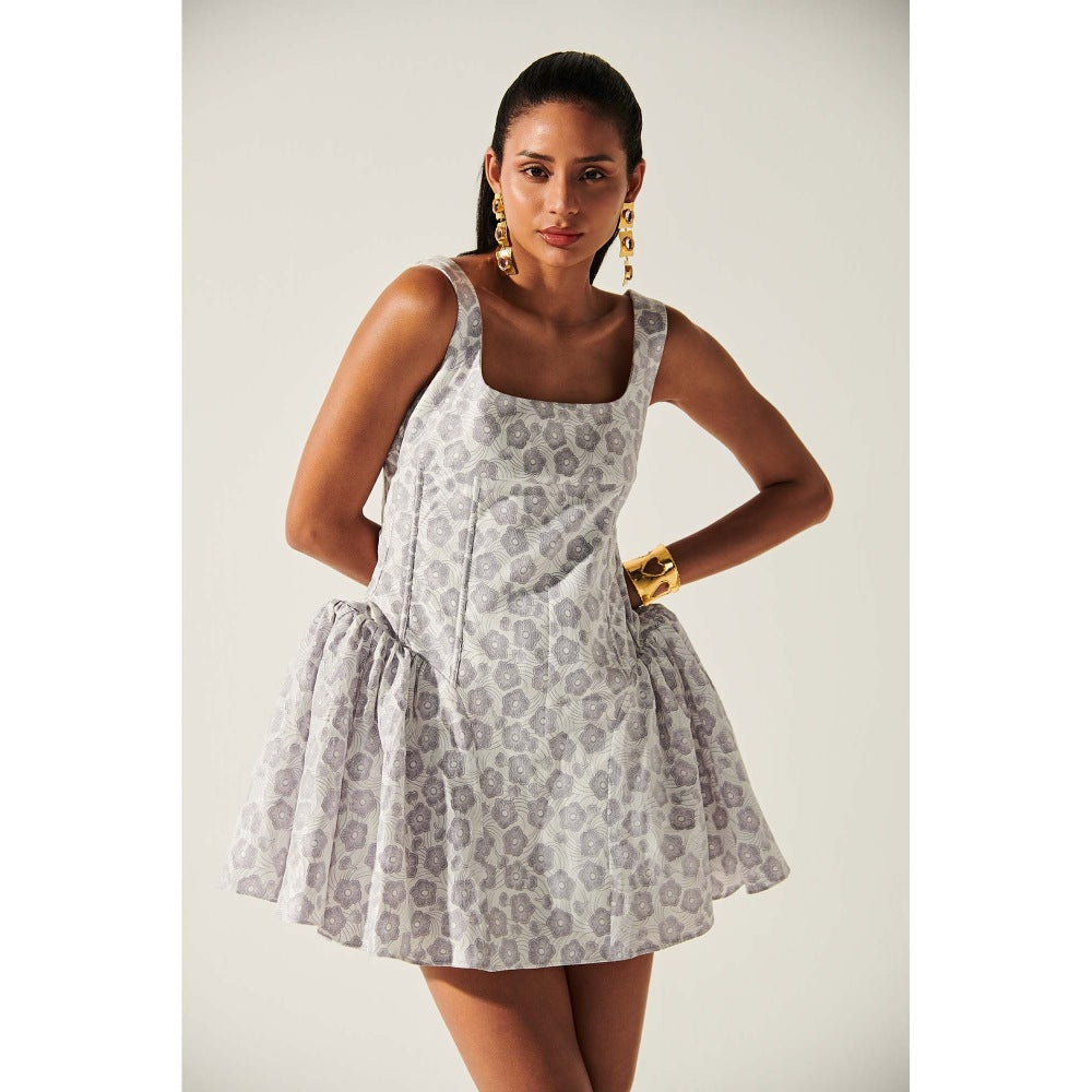 Ivory Rose Grey Emma Quilted Mini Dress