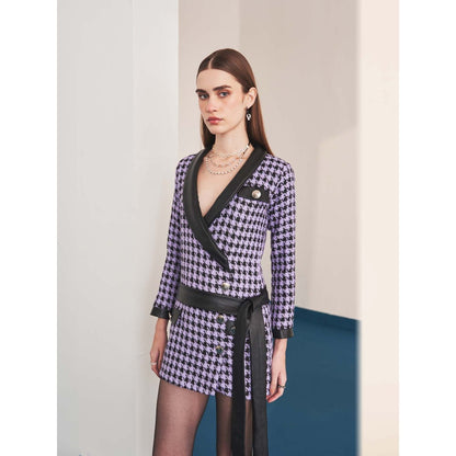 Ivory Rose Black Amethyst Edge Mini Dress with Belt