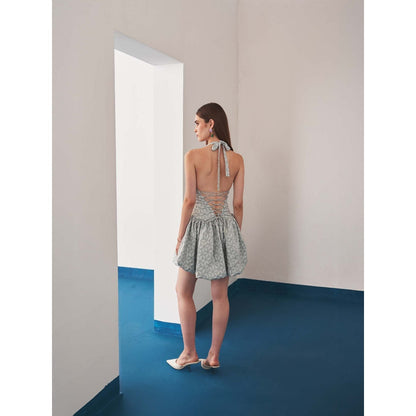 Ivory Rose Grey Frosted Mirage Mini Dress