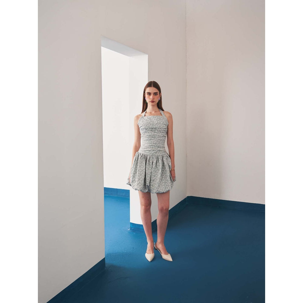 Ivory Rose Grey Frosted Mirage Mini Dress