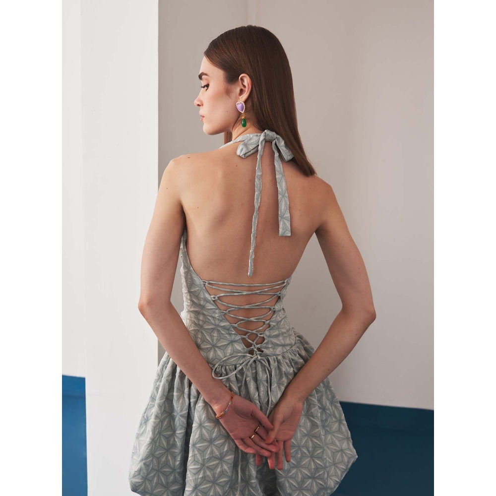 Ivory Rose Grey Frosted Mirage Mini Dress