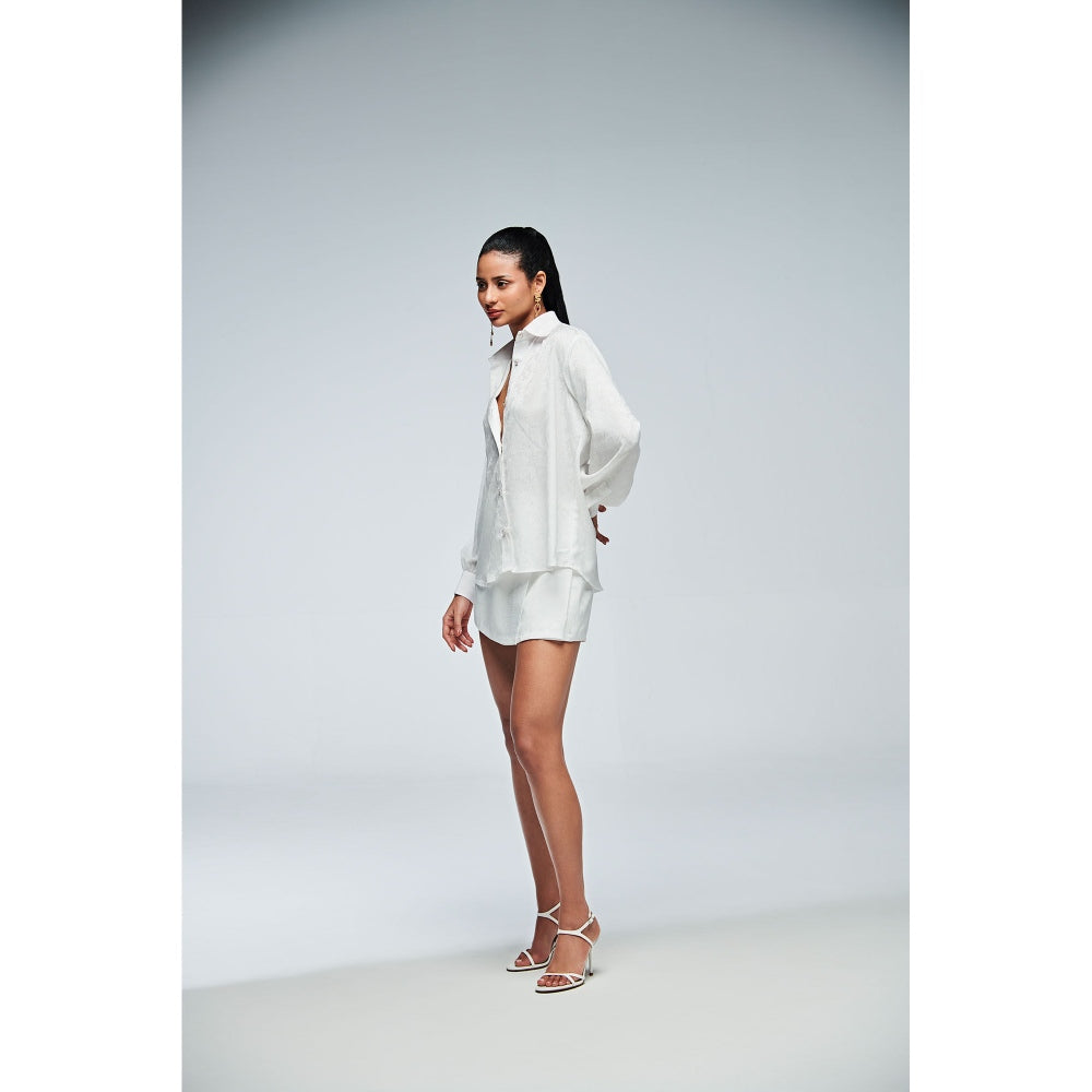 Ivory Rose White Emma Shirt with Skorts (Set of 2)