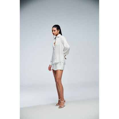 Ivory Rose White Emma Shirt with Skorts (Set of 2)