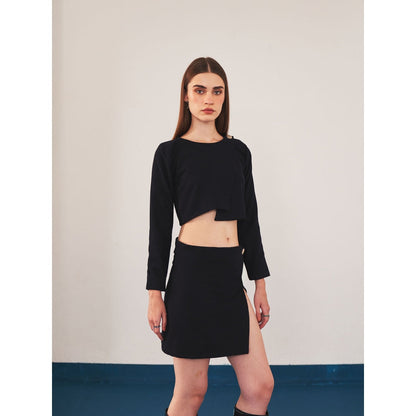 Ivory Rose Black Noir Vanguard Top with Skirt (Set of 2)