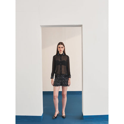 Ivory Rose Black Amelia Shirt with Shorts (Set of 2)