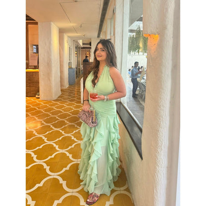 Ivory Rose Seafoam Ruffle Green Dress