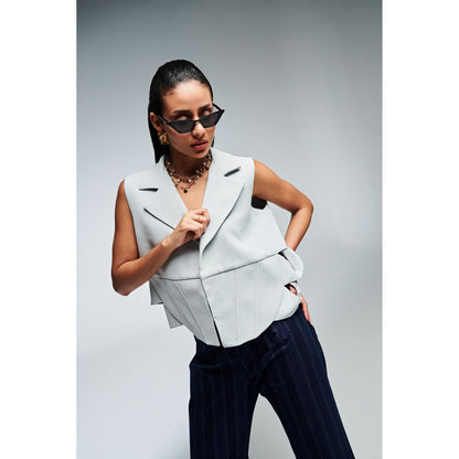 Ivory Rose Grey Berlin Edge Waistcoat