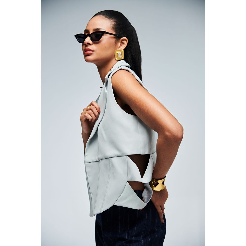 Ivory Rose Grey Berlin Edge Waistcoat