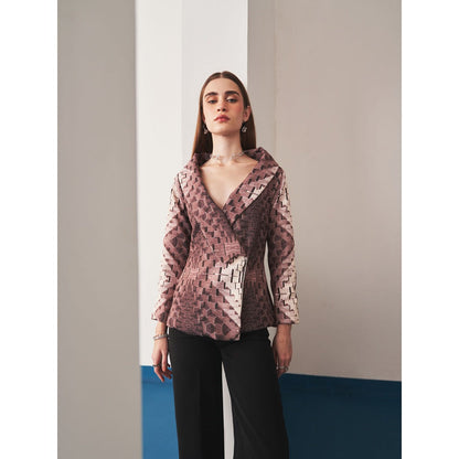 Ivory Rose Brown Obsidian Mosaic Blazer