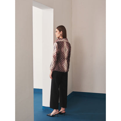 Ivory Rose Brown Obsidian Mosaic Blazer