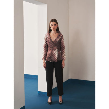 Ivory Rose Brown Obsidian Mosaic Blazer