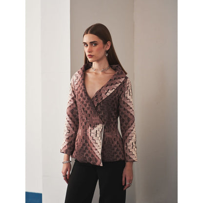 Ivory Rose Brown Obsidian Mosaic Blazer