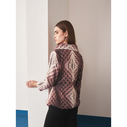 Ivory Rose Brown Obsidian Mosaic Blazer