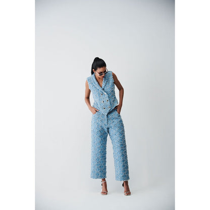 Ivory Rose Blue Isabella Denim Waist Coat