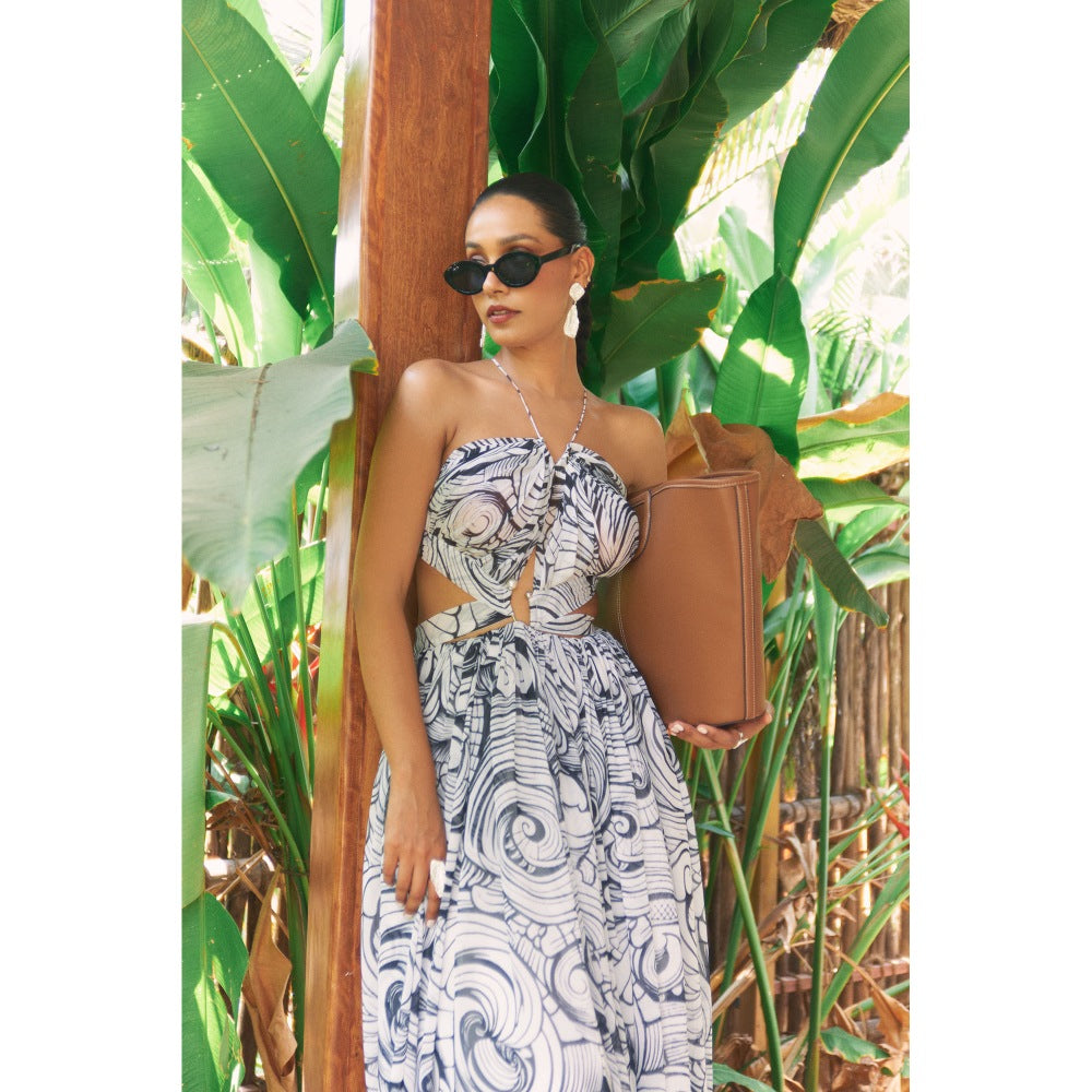 Ivory Rose White Ebb And Flow Maxi Dress